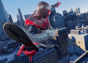 spider-man flying and shooting web